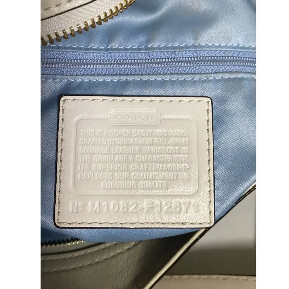 Coach Cream and Metallic Leather Hobo Bag vtg